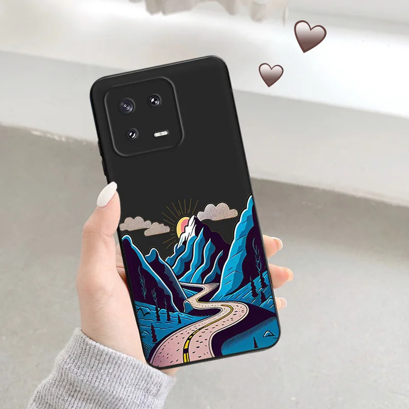 Matte Phone Case for Redmi Note13 Pro 5G 4G Note 12 12c 13c Xiaomi 12X 12T 13 Lite Snow Mountain Volcano dune Black Soft Cover