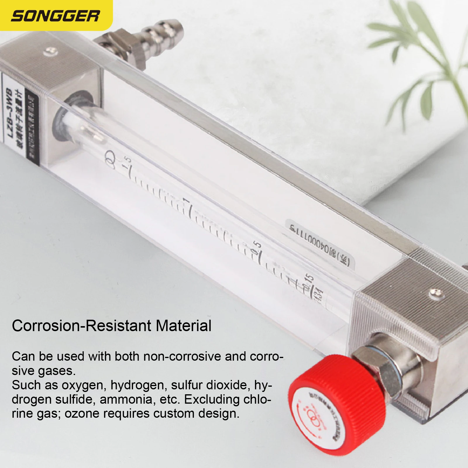 Glass Tube Rotameter LZB-3WB Variable Area Flow Meter for Air Nitrogen Oxygen Water 6-600mLmin Industrial Use