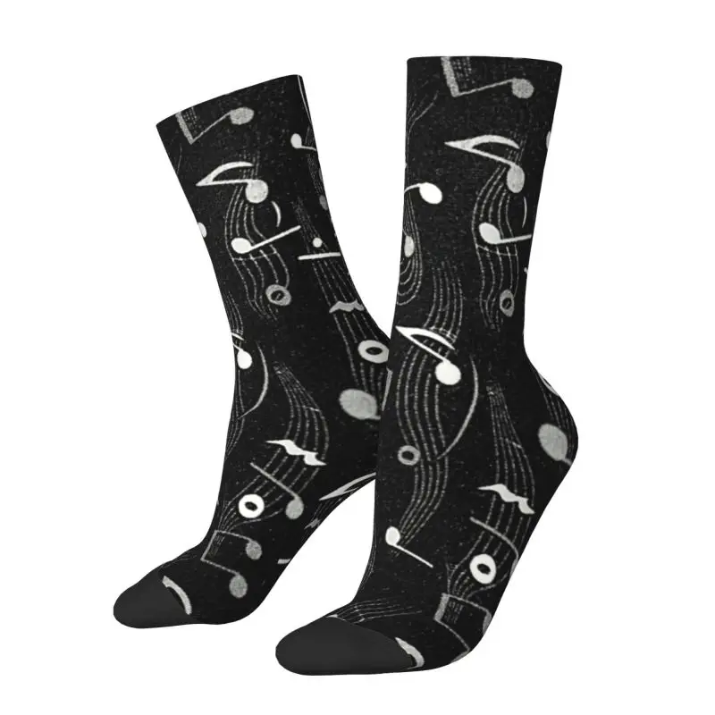 Music Notes Print Men's Crew Socks Unisex Cute Music Piano Spring Summer Autumn Winter Dress Socks