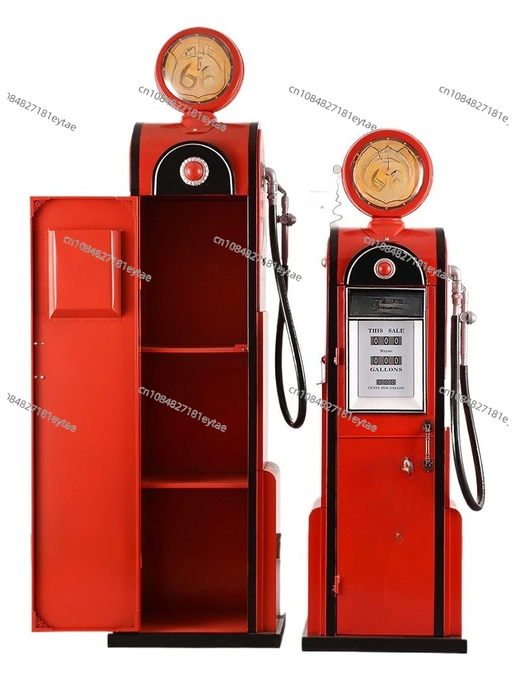 Double-sided large old-fashioned refueling machine model wrought iron retro industrial bar ornament large guest restaurant floor