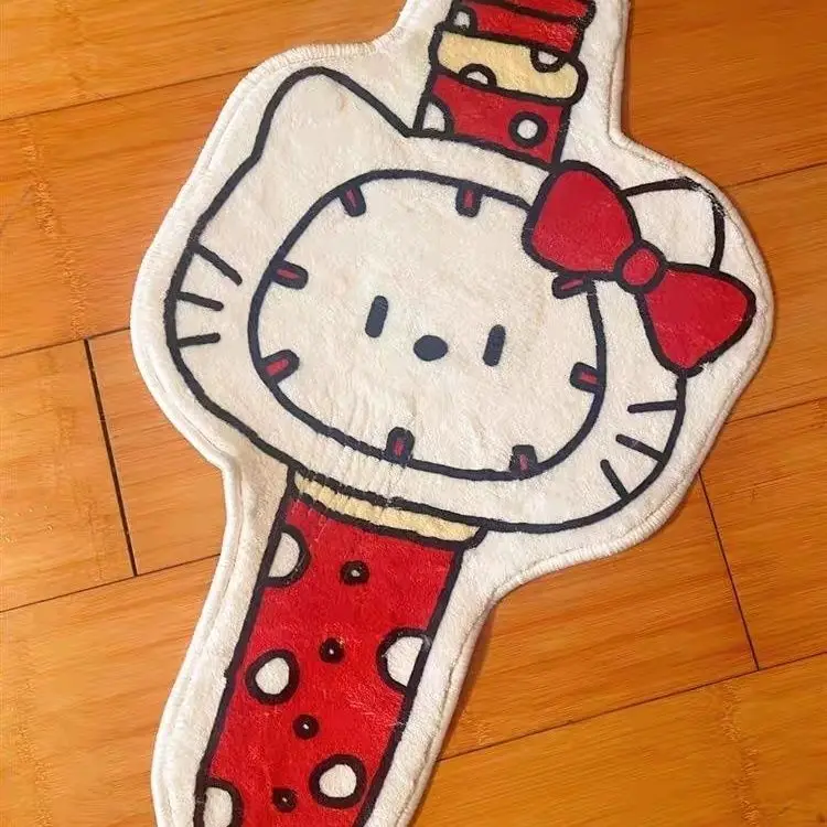 

Creative Sanrio Hello Kittys Red Watch Shaped Carpet Anime Pochacco Decoration Tapestry Wall Decoration Anti Slip Floor Mat