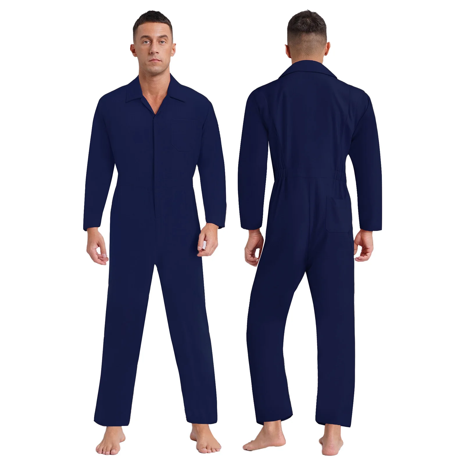 Adult Hip Hop Jazz Street Dance Jumpsuit Euro Workwear Coverall Long Sleeve Zipper Overall Workshop Halloween Cosplay Costume