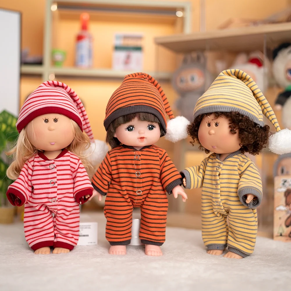 

Аксессуары для кукол 24 см: шляпка ручной работы, полосатый комбинезон, пижама, одежда, наряды для девочек, подарок для детей.