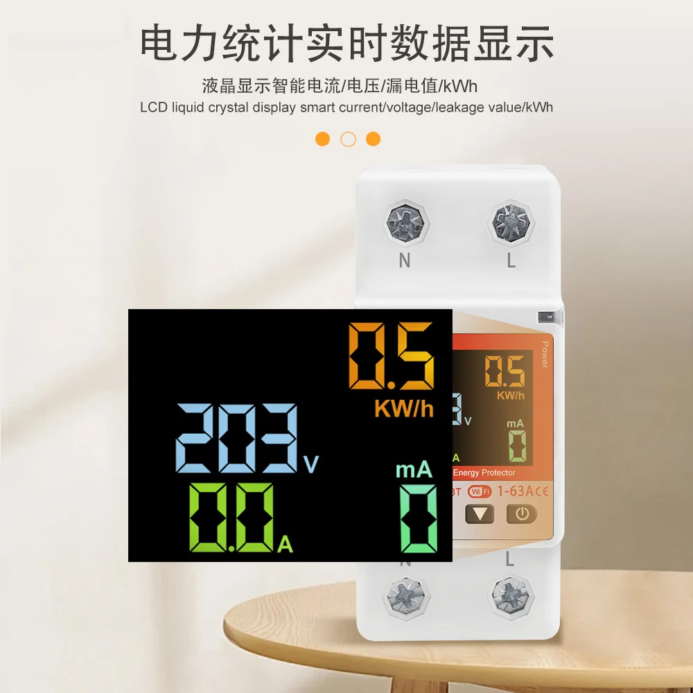 DIY GO WiFi Smart Circuit Breaker 63A Energy Meter Voltage Current Leakage Protection Switch Works With Tuya Alexa Google Home