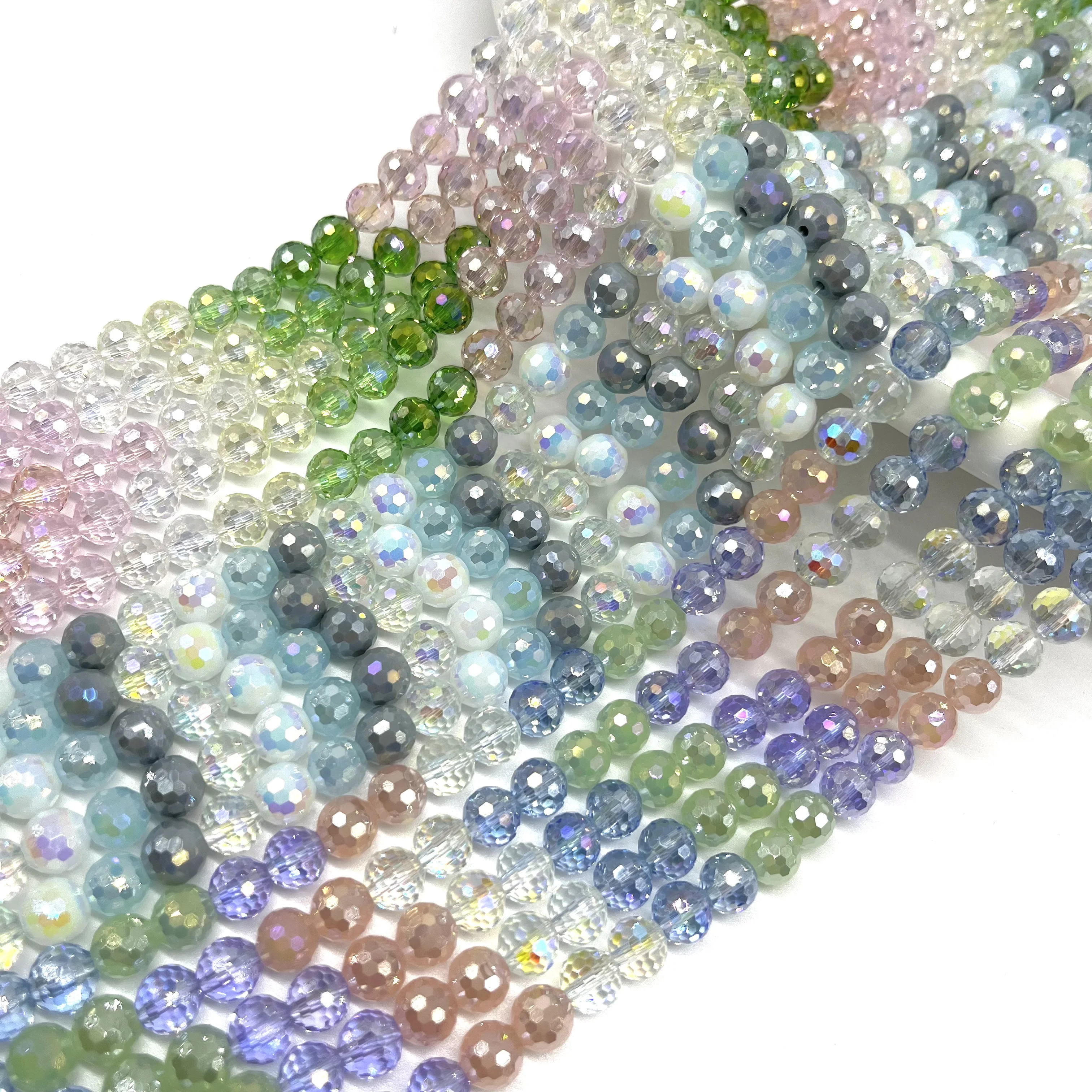 8 مللي متر 45 قطعة شكل كرة مستديرة الوجه الزجاج حبة مختلط اللون DIY بها بنفسك صنع المجوهرات