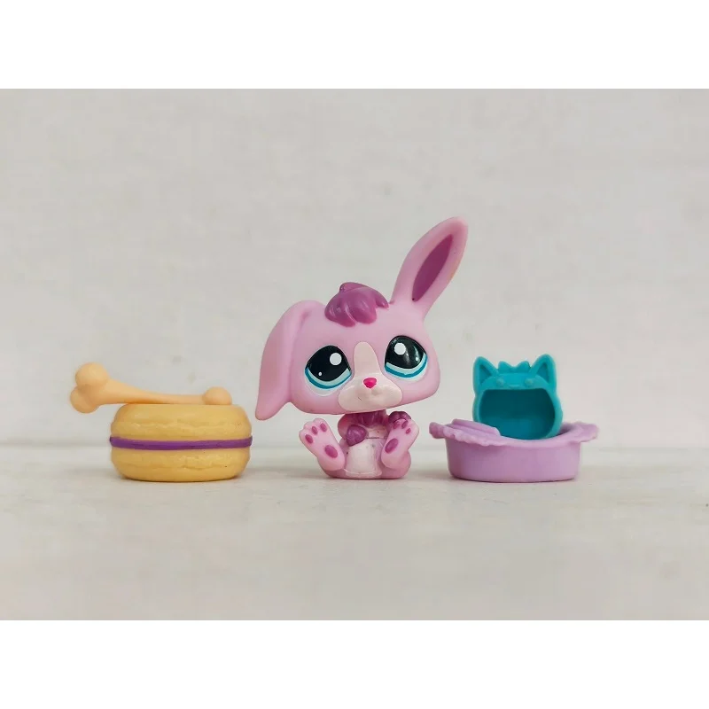 LPS Figure Pink Bunny Green eyes W/4pcs Accessories Littlest Pet Shop toy #7072