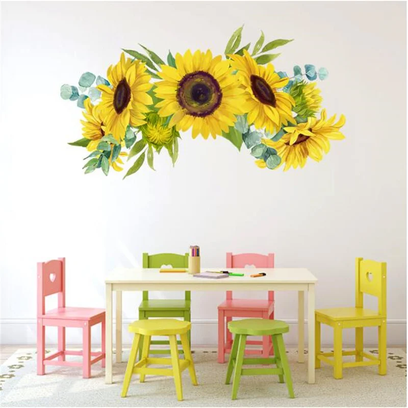 1PCS Abnehmbare Sonnenblumen Wand Aufkleber Küche Wasserdicht Aufkleber Wand Aufkleber Für Kinderzimmer Wohnzimmer Schlafzimmer Dekoration – Detail 11