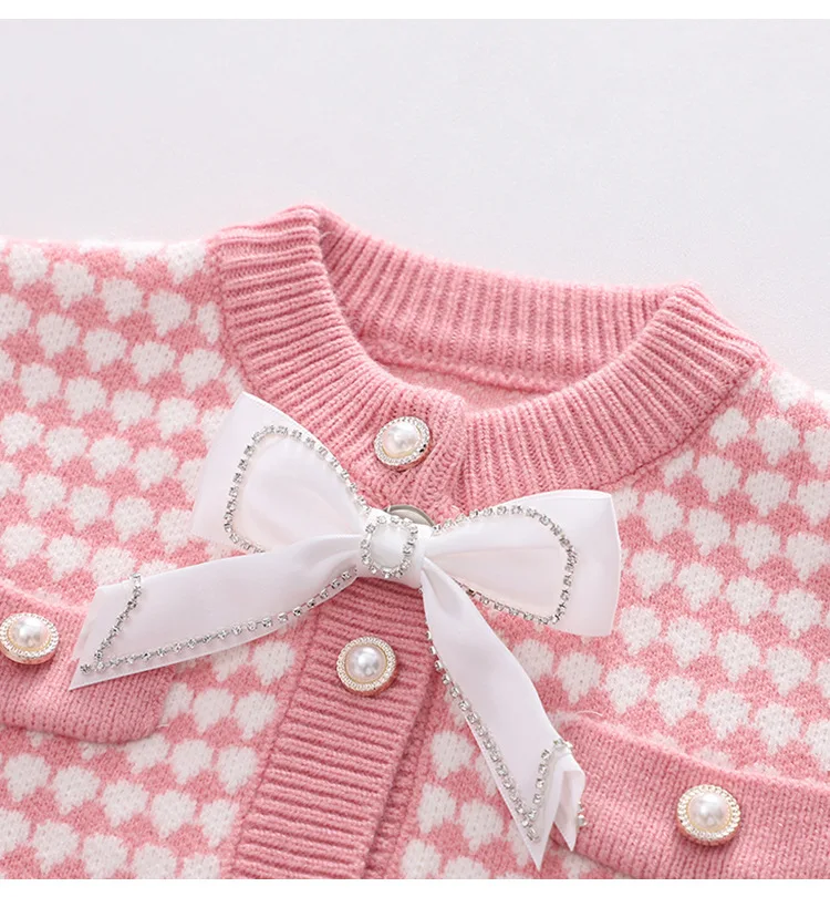 Kids Boutique Clothes 2023 New Autumn 2 Pieces Sets O-neck Sweater Skirt Solid Colot Sweet Cute Knitted Cardigan Long Sleeve