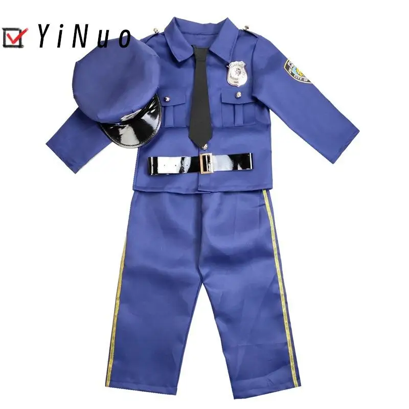 Halloween Children's Police Uniform New York Police Cosplay Costume Boy Girl Policeman Clothes Set Constabulary Party Dress Up