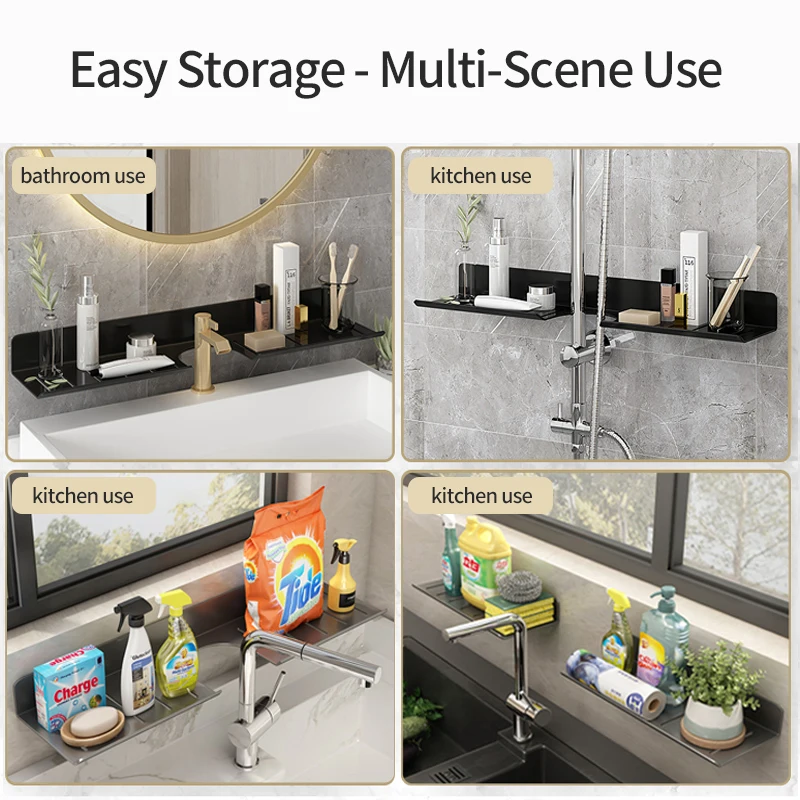 bathroom rack bathroom shelf toilet storage rack toilet kitchen space aluminum hang on the wall punch-free rack