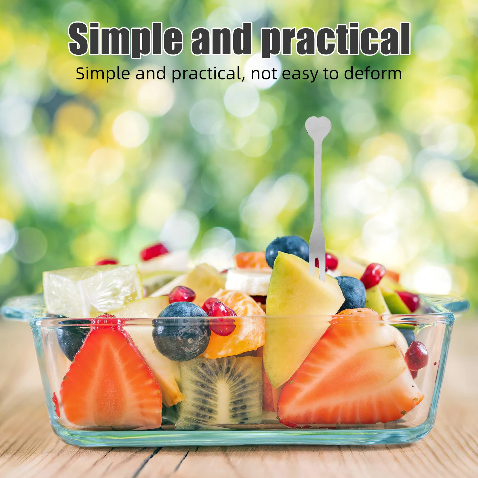 

10Pcs Heart Design Stainless Steel Fruit Forks Reusable for Party Appetizers Desserts Pastries Snacks Bar Cafe Hotel Summer