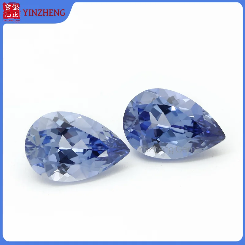 YinZheng Pear Cornflower Sapphire Flame Melted Cultivate Sapphire Can Be Provide GRC Or AGL Certifacate Loose Synthetic Sapphire