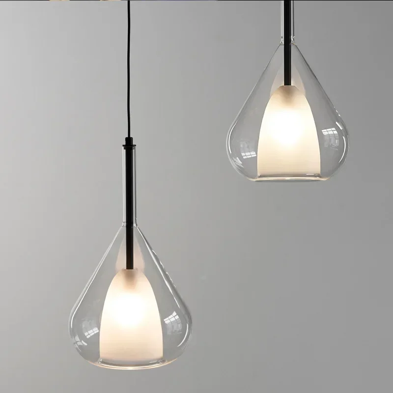 Nordic Bedside Glass Chandelier Bedroom Simple Italian Minimalist Creative Restaurant Bar Chandelier