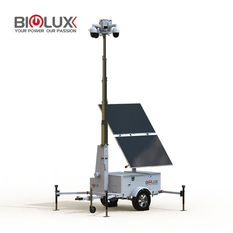 Mobile Solar Power Surveillance CCTV Trailer For Off-grid Security Outdoor With Large Capacity New Industry Solution