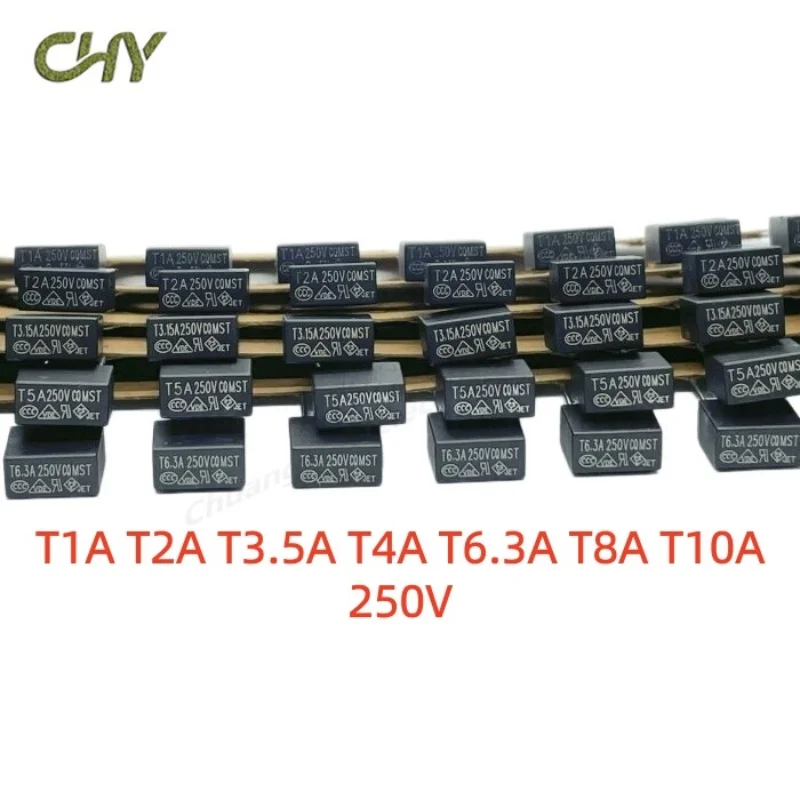 10Pcs/Lot T1A T2A T3.15A T4A T5A T6.3A T8A T10A 250V CQ Square Fuse Tube MST Series Slow Blow CQMST 8MM（L）*4MM(W)*7MM(H)