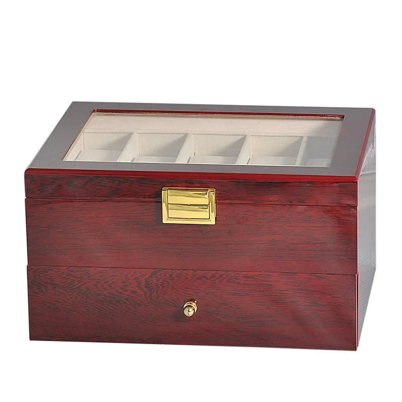 Luxury Double-Layer Watch Box Piano Lacquer Watch Organizer 20-Bit Solid Wood Men\'s and Women\'s Jewelry Storage Display Box
