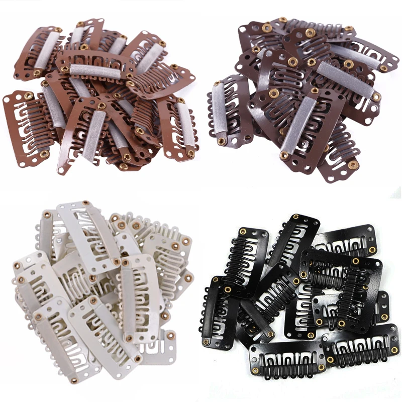 10/30/50PCS Clip In Hair Extension Wig Clips For Human Hair Bangs Snap Hair Clips For Extensions Metal Comb For Closure