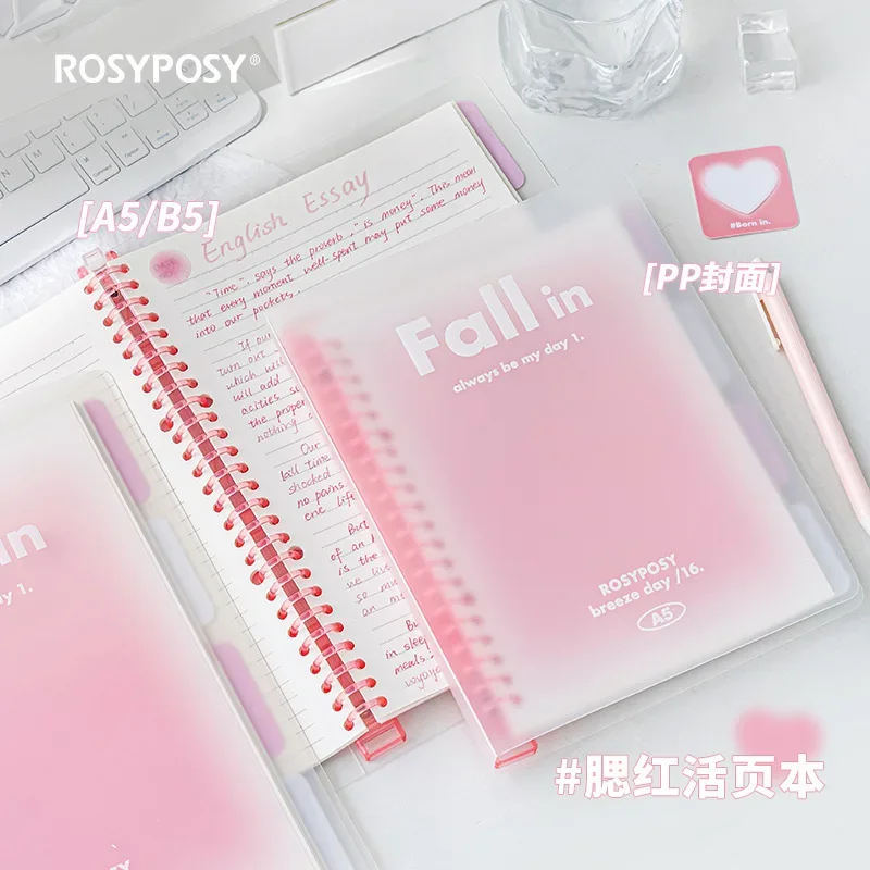 folhas soltas binder notebook tampa transparente gradiente cor memo note diario escritorio escola coreana papelaria a5 b5 2023 01