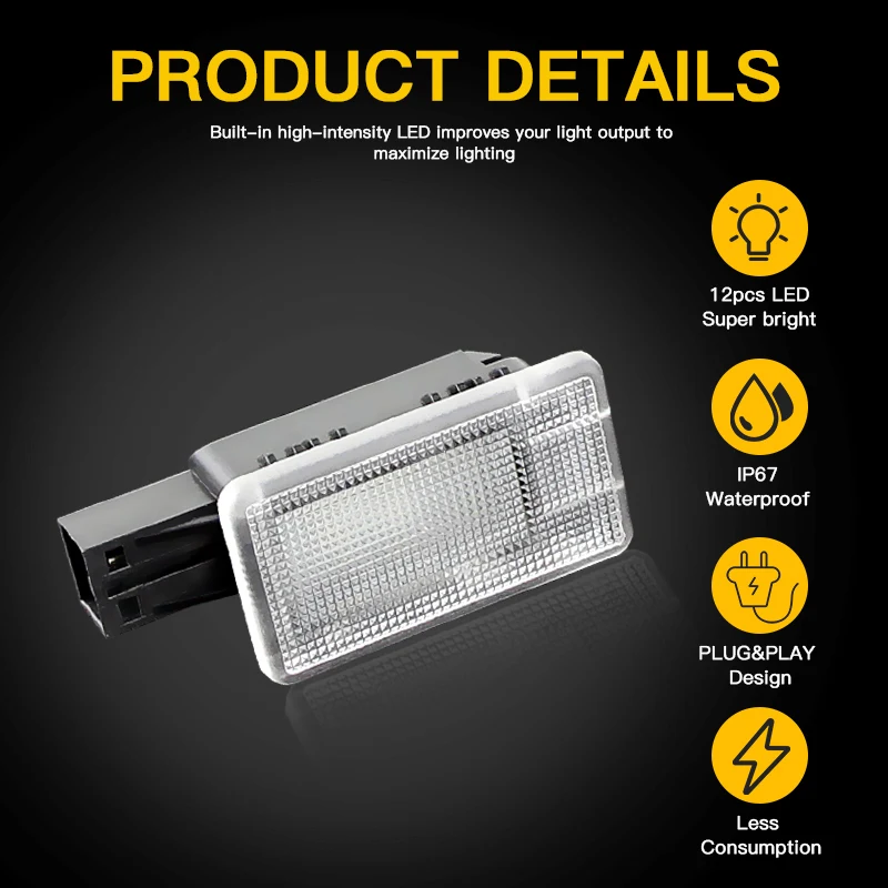 2X 12V LED Interior Lamp For Volvo V40 V60 S60 S80 XC40 XC60 XC70 XC90 White Door Courtesy Luggage Trunk Footwell Light Assembly