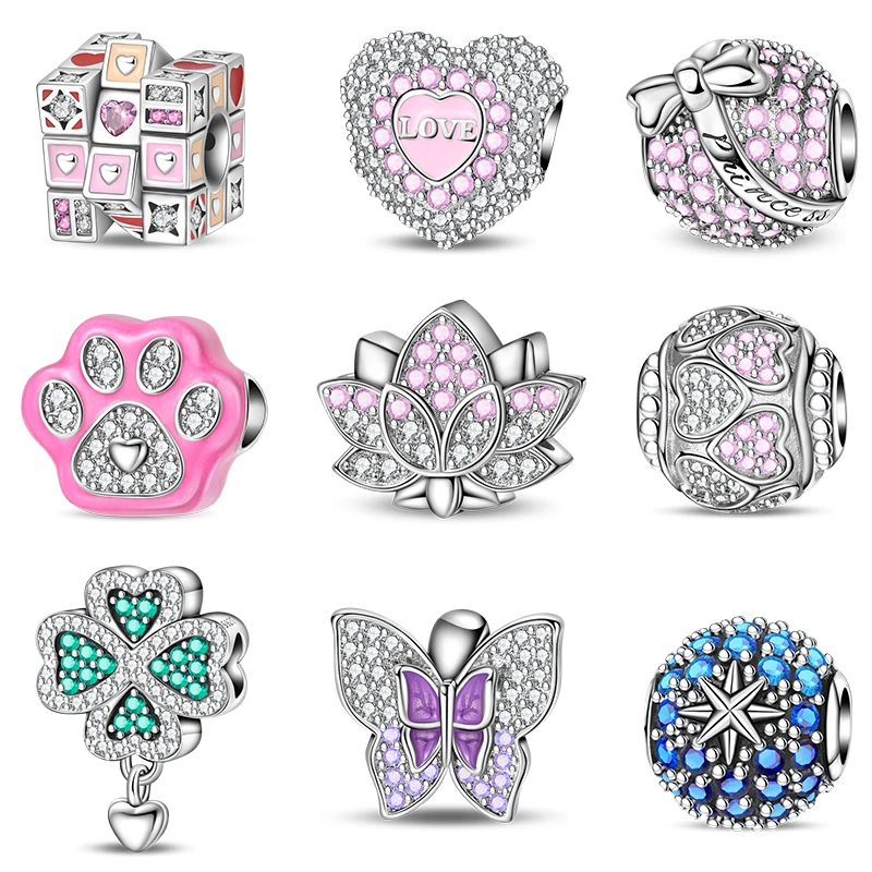 Neue Charms aus 925er-Sterlingsilber, Perlen, Liebe, Zauberwürfel, traumhafte Prinzessin, Charms, Zubehör für Armbänder, Damenschmuck, Geschenke