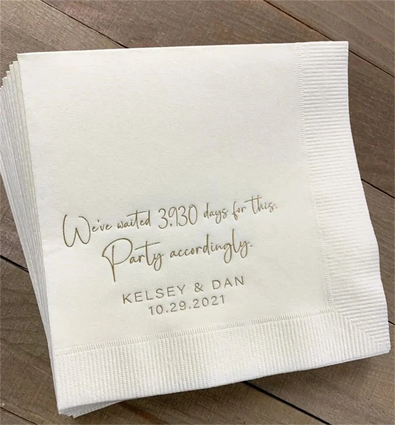 

50PCS Personalized Napkins Wedding Napkins Custom Monogram We waited for this Dinner Beverage Cocktail Luncheon Dinner Guest Tow