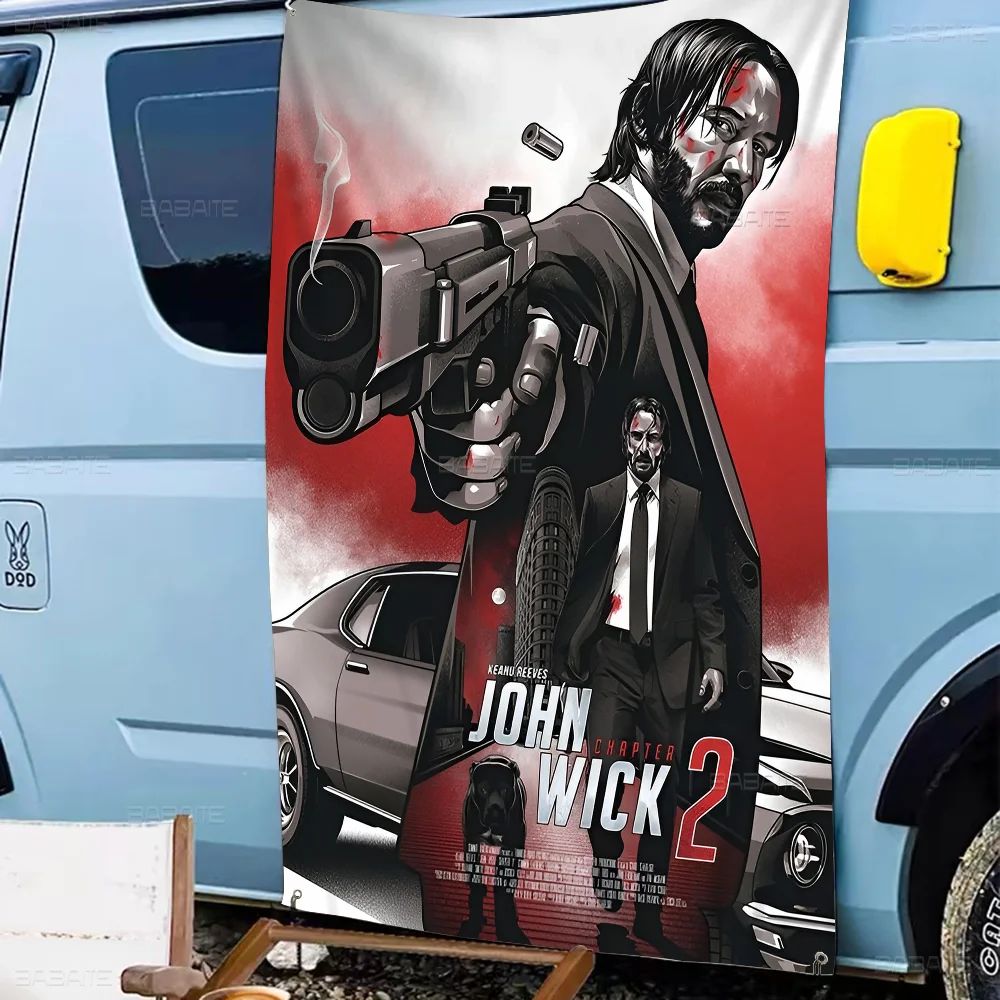 John Wick Cartoon Flag Wall Hanging Banner Decoration Household Home Decor