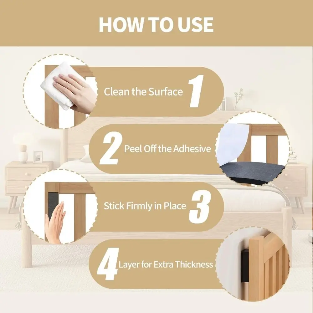 Double-sided Adhesive Furniture Wall Protectors Anti Vibration Black White Headboard Stoppers Shock Protection Bed Pads Bench