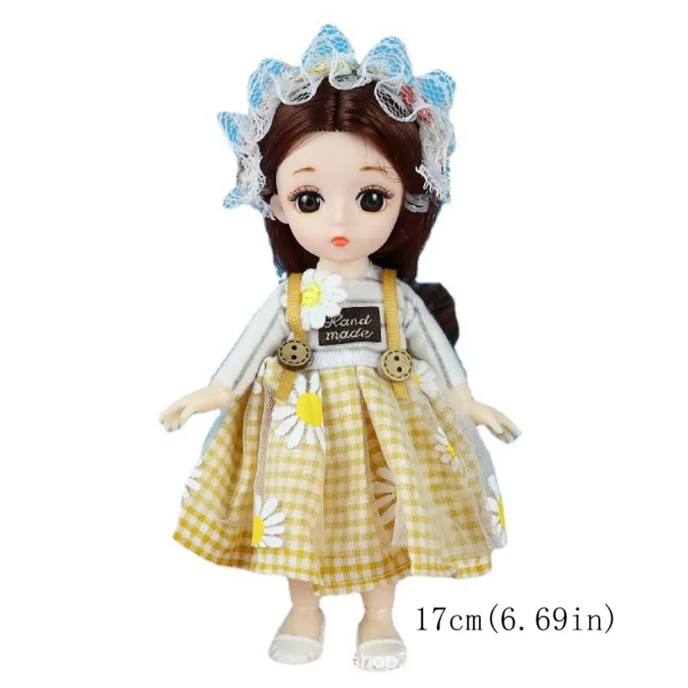 매력적인 눈을 가진 17cm BJD 인형, 옷과 긴 머리 가발, 메이크업, 공주 드레스, 우아한 애니메이션 스타일의 BJD 인형