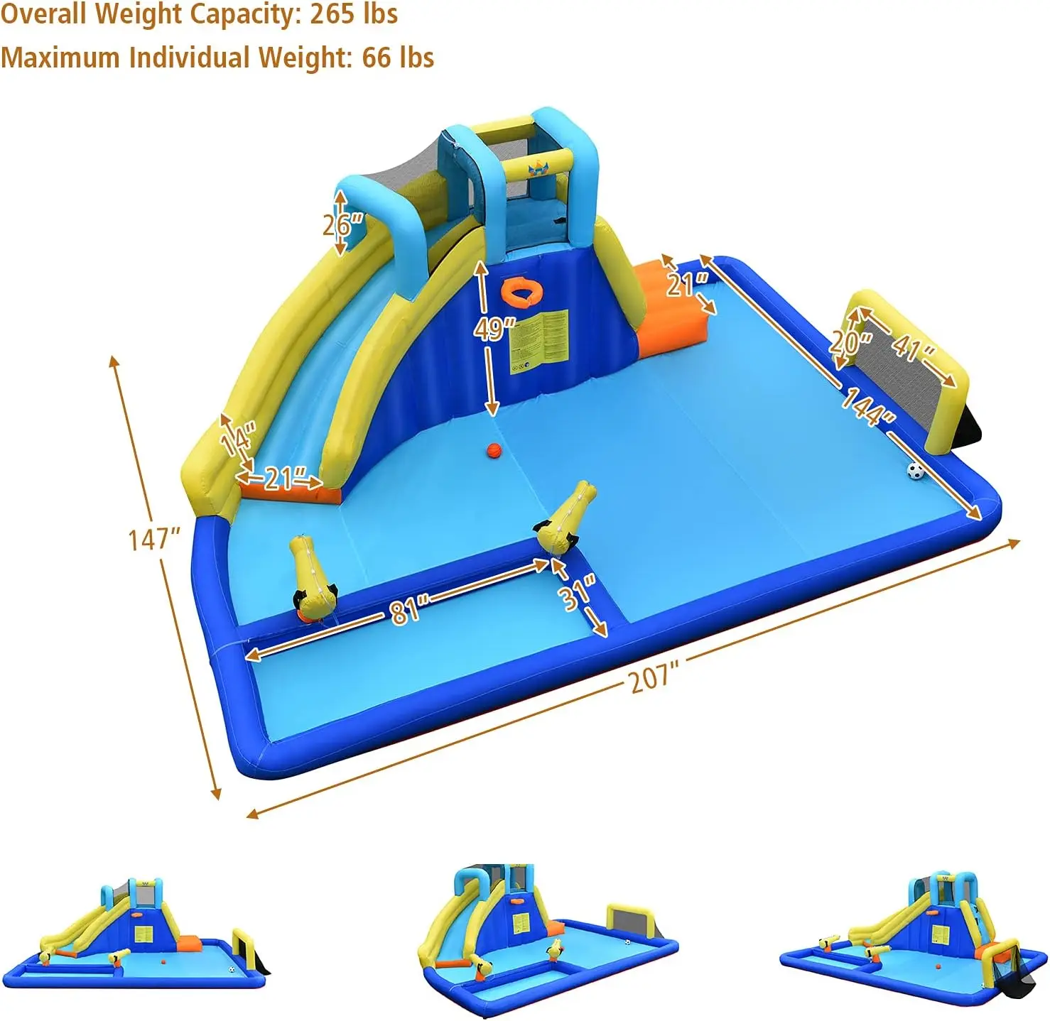 Nadmuchiwana zjeżdżalnia wodna, gigantyczny Park ze zjeżdżalniami dla dzieci do zabawy na świeżym powietrzu z basenem do piłki nożnej, dmuchawą 750w, dmuchnięciem