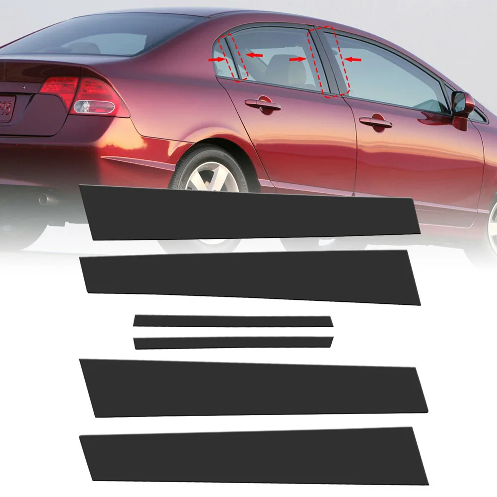 6pcs Window Pillar Posts Molding Cover Door Trim For Honda Civic Sedan 2006 2007 2008 2009 2010 2011 Car Exterior Accessories