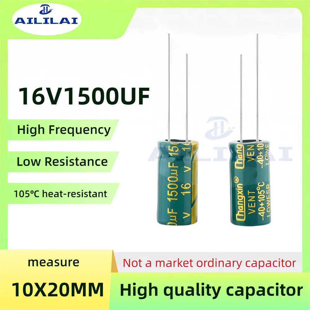 10PCS Original 16v1500uf Low ESR/Impedance High Frequency 16V 1500UF Aluminum Electrolytic Capacitor16V1500UF Size: 10X20MM