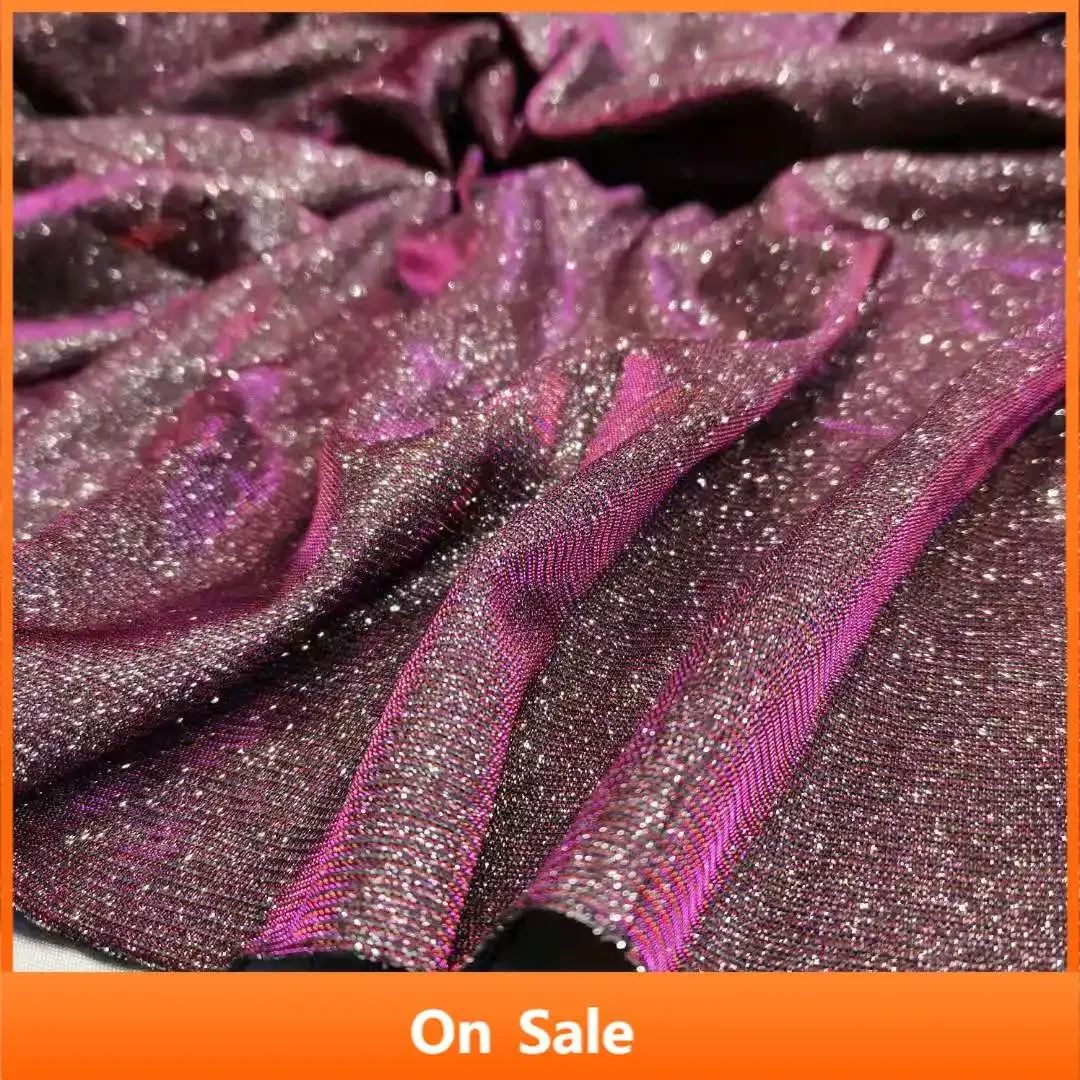 Shiny Gown Glam Fabric Magic Color with Glittery Powder Bling Stretch Sparkling Cosplay Party Dress Decoration 1 Yard