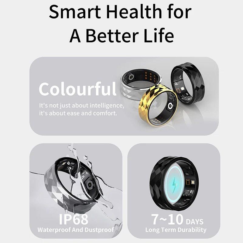 Fitness Mode Slimme Ringen Aluminiumlegering Sport Slaap Beweging Monitoring Waterdichte Gezondheid Tracker Ringen