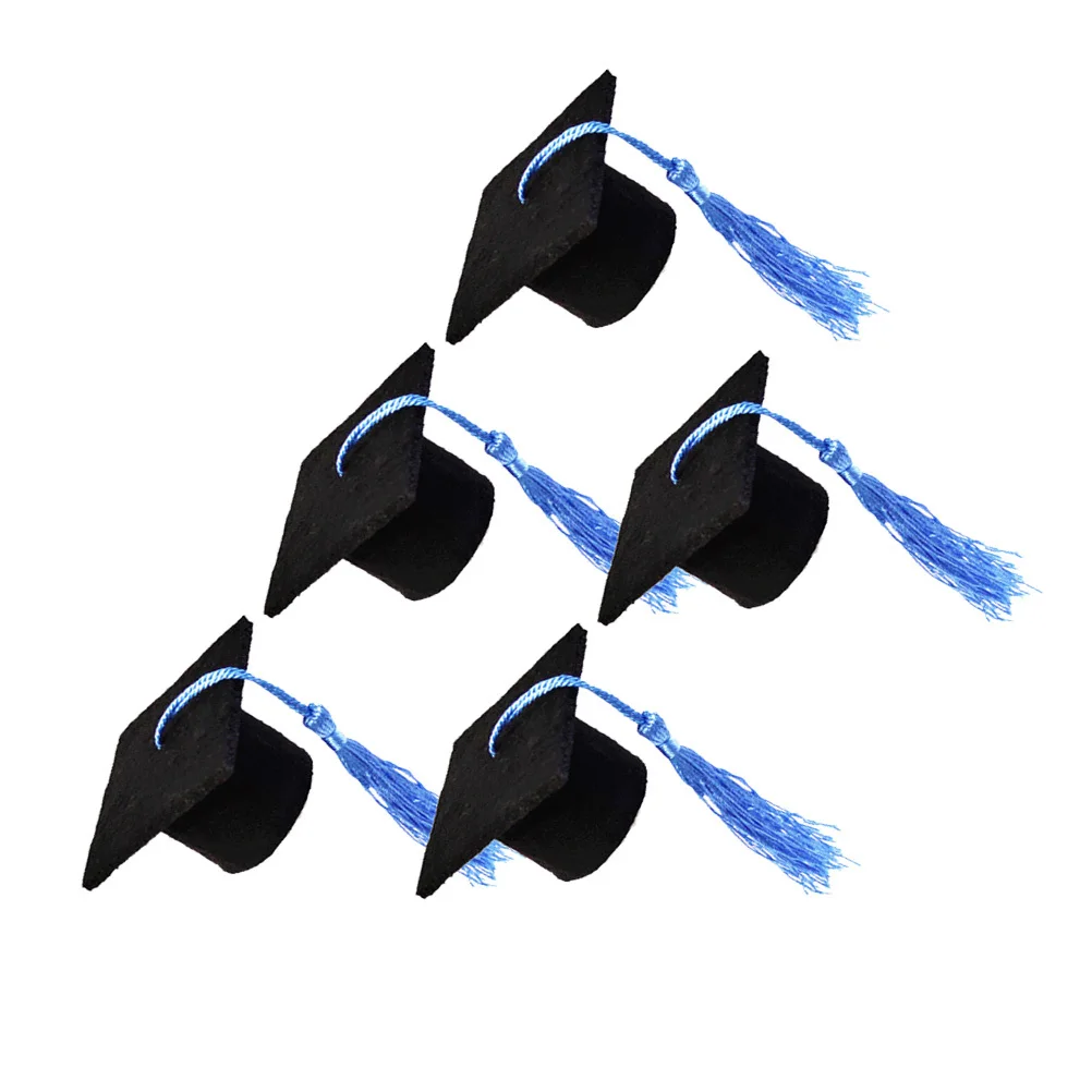 

5Pcs Mini Doctoral Shape Wine Bottle Cover Graduation Tassel Decoration Beer Bottle Cap Festive Party Ornament