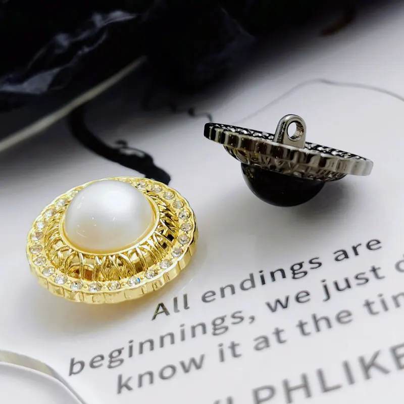 10 قطعة حجر الراين تقليد اللؤلؤ أزرار معدنية مستديرة للملابس معطف سترة الخياطة اكسسوارات أزرار الخياطة DIY بها بنفسك التطريز