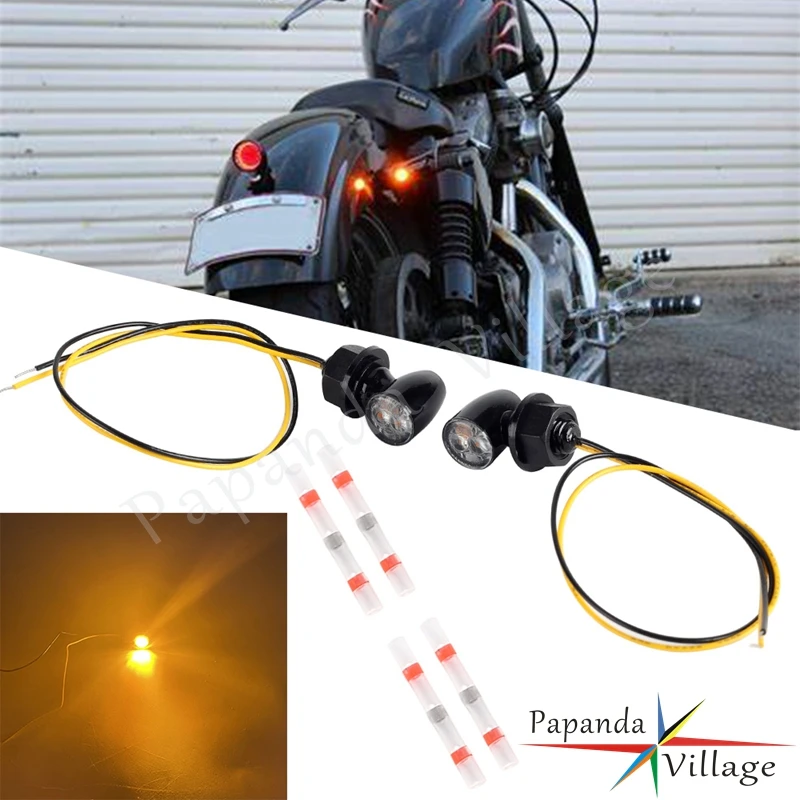 For Harley Cruisers Dirt Street Bike Dual Sport Motor 6mm Super Bright Mini LED Turn Signal Light Amber Blinker Indicator Lamp