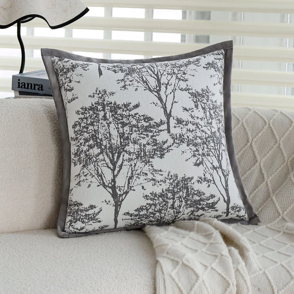 Weicher Jacquard-Kissenbezug für Sofa, bequemer dekorativer Kissenbezug, nordischer Stil, grauer Kissenbezug, 45 x 45 cm, Heimdekoration, gemütlich