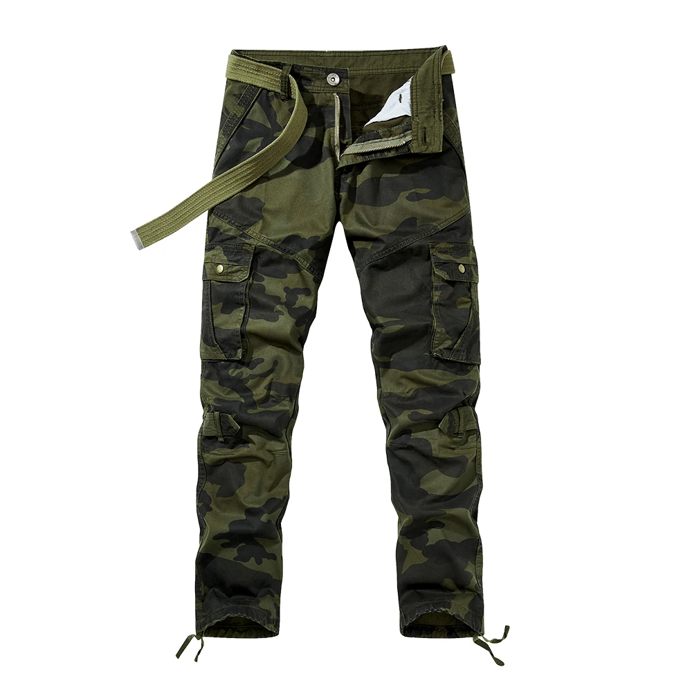 

Men's Cotton Casual Cargo Work Pants Baggy Travel Hiking with Multi Pockets (No Belt)