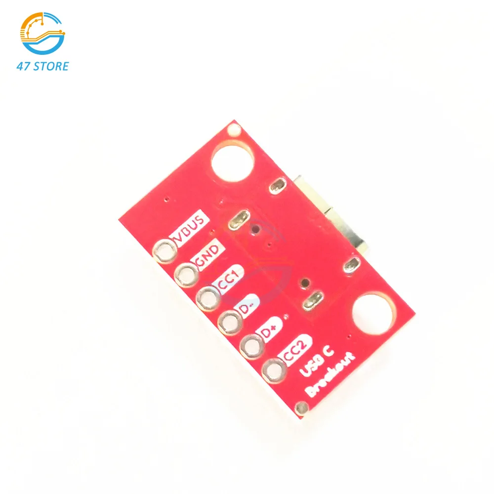 5PCS Type C Female Test Board USB 3.1 PCB Board 16P to 2.54mm Connector Socket High Current Power Adapter Module With Needles