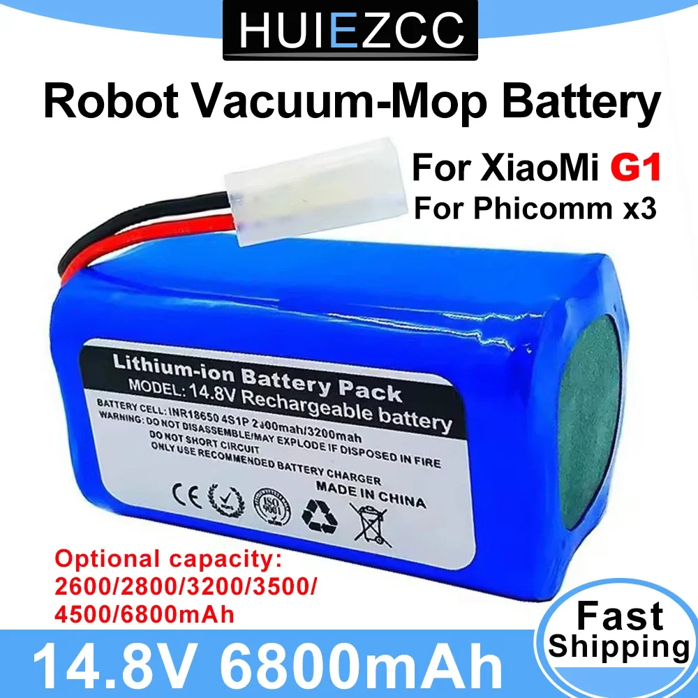 14.8V Battery For Xiaomi G1 Robot Vacuum-Mop Essential For MJSTG1 Robot Vacuum Cleaner Replacement Battery 2600-6800mAh