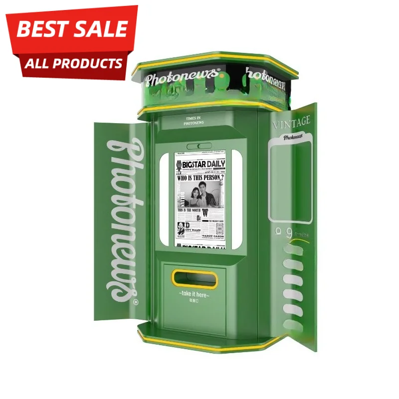 Simply Operate Coin Photo Booth Multiple Newspaper Photo Frames Self-Service Photo Booth With Camera Customized