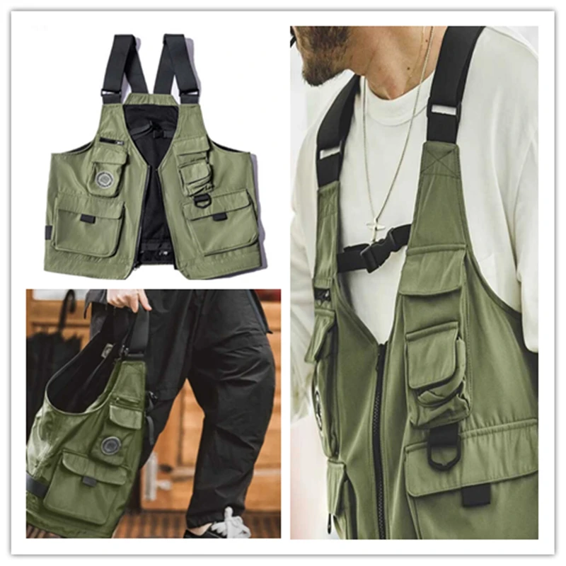 

Loose Fashionable Pocket Vest Fishing Jacket Men's Outdoor Fapanese Workwear Functional American Vest Suspender Summer