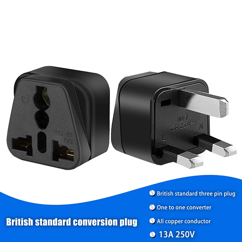 1 Piece Type G UK Travel Plug Adapter 13A AU EU CN US To UK Singapore Malaysia Power Socket Converter White Black