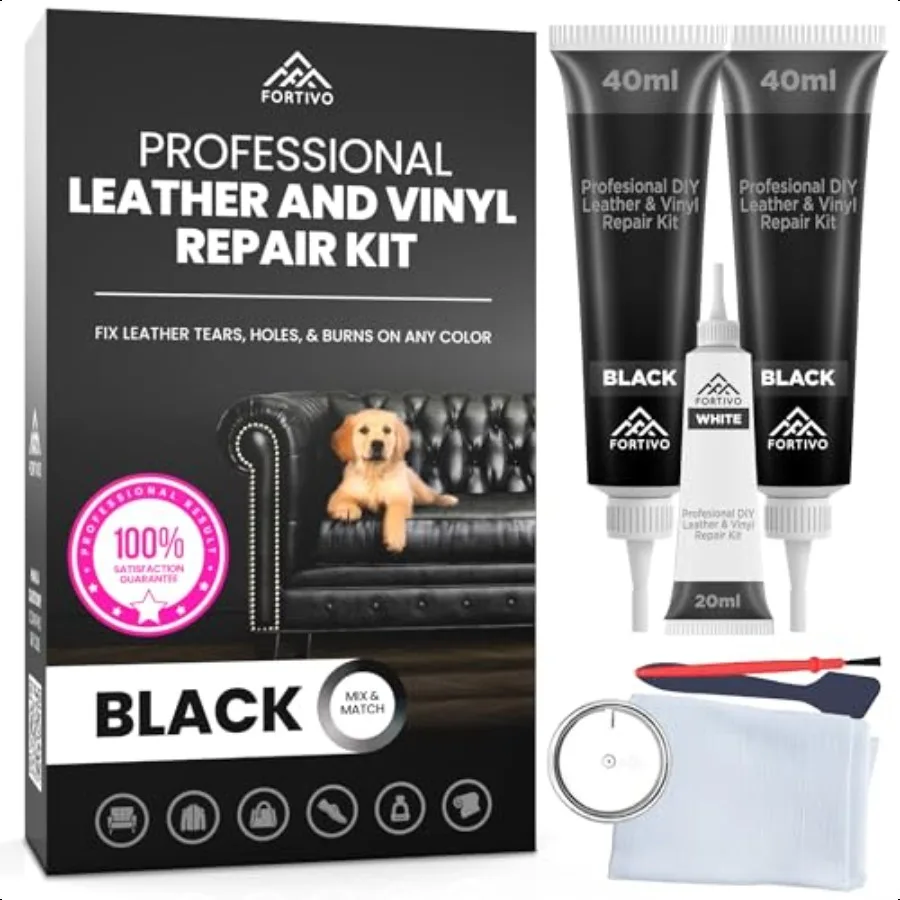 

Profional Black Leather Repair Kit for Furniture Couches Boots and Purses Scratch Repair and Car Leather Restoration AllInclusi