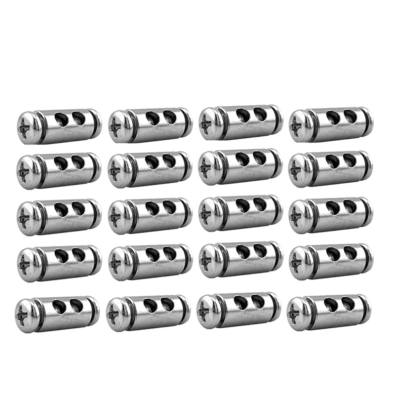 20PCS For 2/3Mm Adjustable Wire Rope Clip Double Hole Cable Clamp Thread Locker Clamps Screw Fixing Hardware Accessories