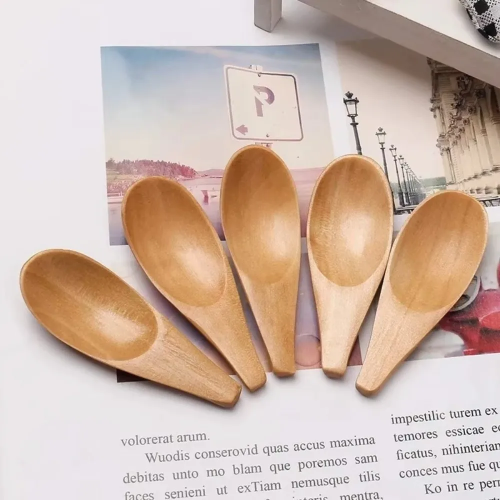 Practical Wood Tea Spoon Mini 7X2.5cm Sugar Spoon Flatware Home Supplies