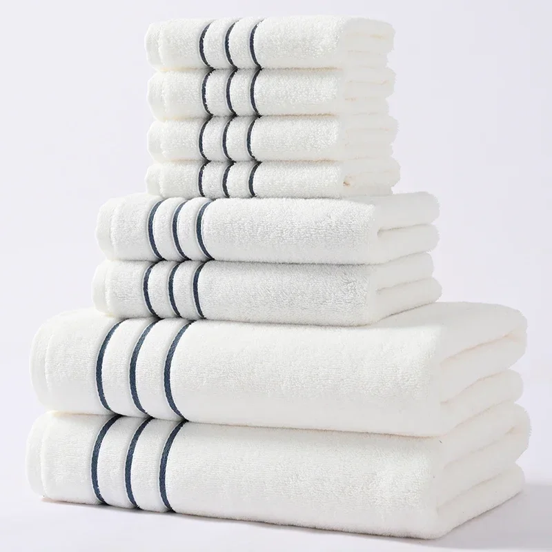 6/8PCS Bath Towel Set Adult Bathroom Cotton Super Absorbent 2 Wash Towel 2 Hand Towel Suitable for Hotel Spa Beauty Salon Grey