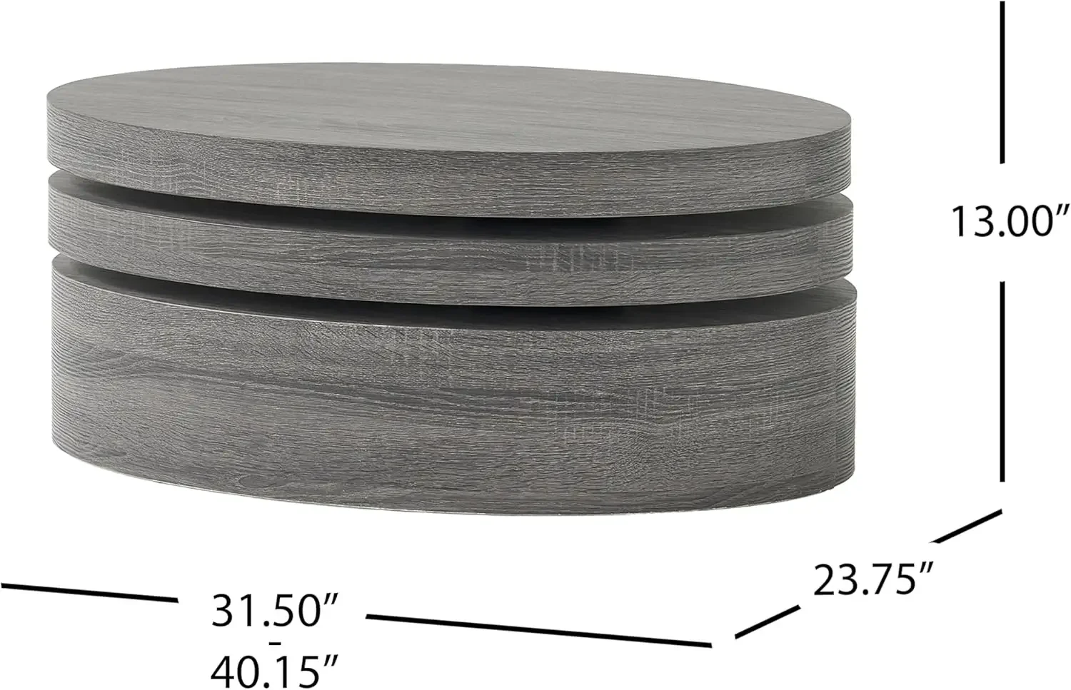 CKH Small Oval Mod Rotatable Coffee Table, สีดํา