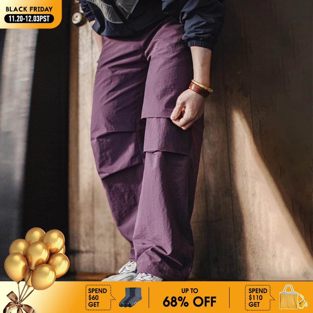 

Maden уличные морщинистые брюки десантника с тонкой эластичной резинкой на талии, повседневные прямые брюки для мужчин, весенне-осенние универсальные спортивные штаны