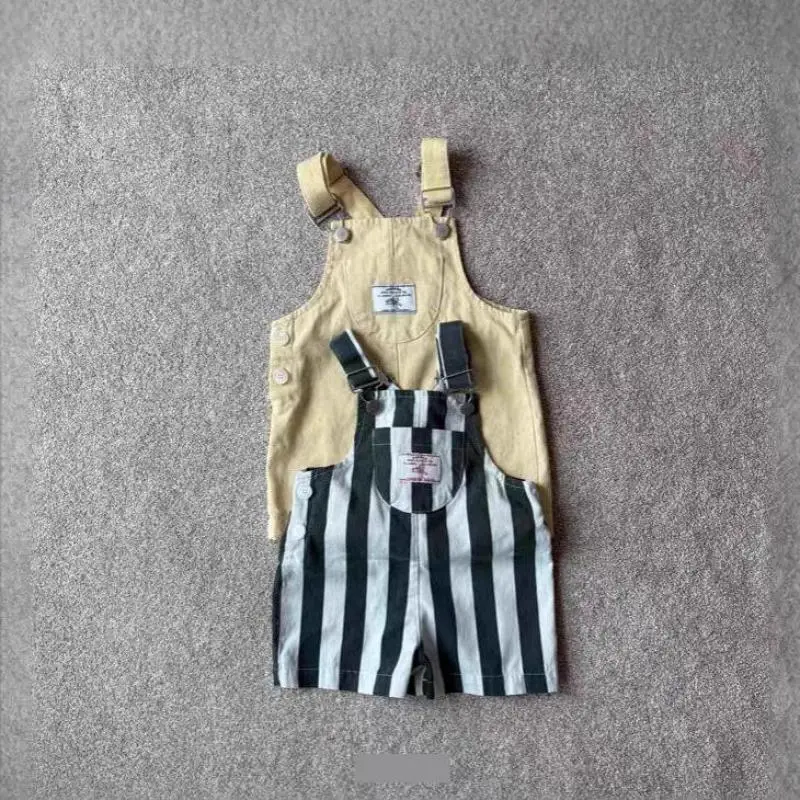 2025 Summer New Children Loose Overalls Cotton Girls Striped Strap Shorts Kids Boys Versatile Casual Bib Pants Baby Jumpsuit